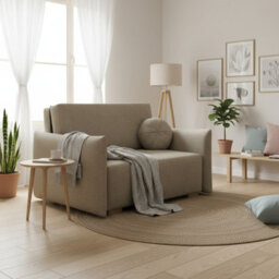 Viva Glov Ii Sofa Bed With Sleep Function Storage Container Chipboard Wooden Frame Springs 134X98X85Cm Beige - thumbnail 2