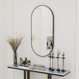 Luvodi 1000X500mm Oval Black Bathroom Mirror Wall Mounted Bathroom Entryway Living Room, Vertical & Horizontal Hang - thumbnail 5