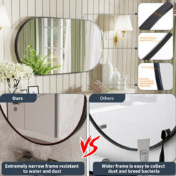 Luvodi 1000X500mm Oval Black Bathroom Mirror Wall Mounted Bathroom Entryway Living Room, Vertical & Horizontal Hang - thumbnail 3
