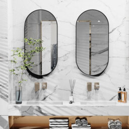Luvodi 1000X500mm Oval Black Bathroom Mirror Wall Mounted Bathroom Entryway Living Room, Vertical & Horizontal Hang - thumbnail 7