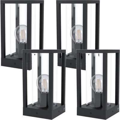 4 Pack Ip44 Outdoor Bollard Light - Black Cast Aluminium Lamp Posts For Pathways - image 1