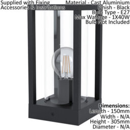 4 Pack Ip44 Outdoor Bollard Light - Black Cast Aluminium Lamp Posts For Pathways - thumbnail 2