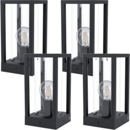 4 Pack Ip44 Outdoor Bollard Light - Black Cast Aluminium Lamp Posts For Pathways - thumbnail 1