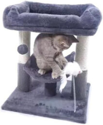 Grey Cat Tree Tower With Scratching Posts, Condo, And Playful Accessories, 50Cm Perch - thumbnail 6