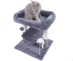 Grey Cat Tree Tower With Scratching Posts, Condo, And Playful Accessories, 50Cm Perch - thumbnail 5