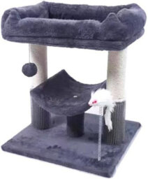 Grey Cat Tree Tower With Scratching Posts, Condo, And Playful Accessories, 50Cm Perch - thumbnail 1