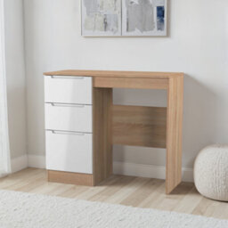Milan Ready Assembled White & Oak 3 Drawer Dressing Table (H)785mm (W)904mm (D)390mm