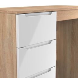 Milan Ready Assembled White & Oak 3 Drawer Dressing Table (H)785mm (W)904mm (D)390mm - thumbnail 3