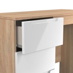 Milan Ready Assembled White & Oak 3 Drawer Dressing Table (H)785mm (W)904mm (D)390mm - thumbnail 4