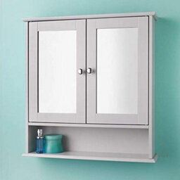 Double Door Mirrored Bathroom Cabinet Shelf - Wall Mounted - Stylish Strong - Chrome Handles For That Classy Look