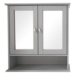 Double Door Mirrored Bathroom Cabinet Shelf - Wall Mounted - Stylish Strong - Chrome Handles For That Classy Look - thumbnail 5