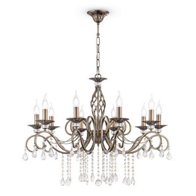 Luminosa Lighting Luminosa Grace Chandelier Brass & Crystal, 10 Light, E14 - image 1