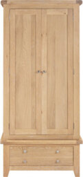 Seconique Windsor 2 Door 1 Drawer Wardrobe Real Natural Oak Part Assembled - thumbnail 8