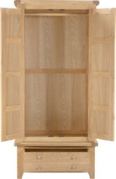 Seconique Windsor 2 Door 1 Drawer Wardrobe Real Natural Oak Part Assembled - thumbnail 3