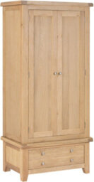 Seconique Windsor 2 Door 1 Drawer Wardrobe Real Natural Oak Part Assembled - thumbnail 2
