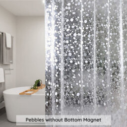 Neel Blue 3D Effect Pebbles Printed Pvc Clear Shower Curtains, 180Cm X 180Cm - thumbnail 7