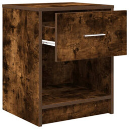 Berkfield Bedside Cabinets 2 Pcs With Drawer Smoked Oak 40X34X50 Cm - thumbnail 5
