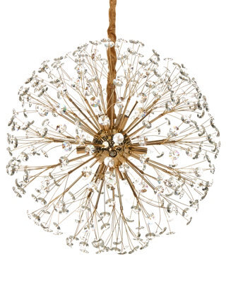 Wyld And Coco Dandelion 60Cm Brass Chandelier With Glass Crystals, Glamour Pendant Lamp - image 1