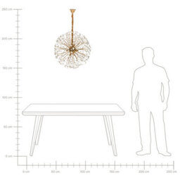 Wyld And Coco Dandelion 60Cm Brass Chandelier With Glass Crystals, Glamour Pendant Lamp - thumbnail 8