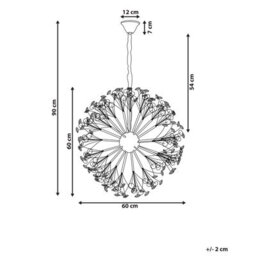 Wyld And Coco Dandelion 60Cm Brass Chandelier With Glass Crystals, Glamour Pendant Lamp - thumbnail 3