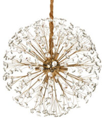 Wyld And Coco Dandelion 60Cm Brass Chandelier With Glass Crystals, Glamour Pendant Lamp - thumbnail 1