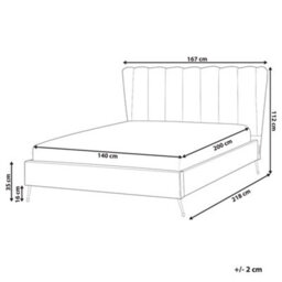 Beliani Bed Velvet Miribel 140 X 200 Cm (Eu Double) Beige - thumbnail 3