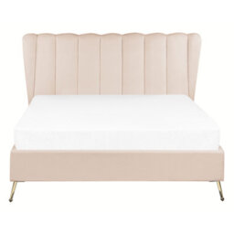 Beliani Bed Velvet Miribel 140 X 200 Cm (Eu Double) Beige - thumbnail 4