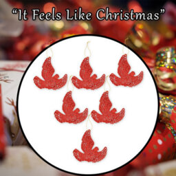 Christmas Tree Decoration Hanging Glitter Dove X 6 20X11. 5X2Cm Red - thumbnail 7