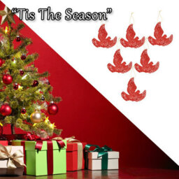 Christmas Tree Decoration Hanging Glitter Dove X 6 20X11. 5X2Cm Red - thumbnail 6