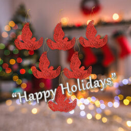 Christmas Tree Decoration Hanging Glitter Dove X 6 20X11. 5X2Cm Red - thumbnail 4