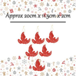 Christmas Tree Decoration Hanging Glitter Dove X 6 20X11. 5X2Cm Red - thumbnail 2