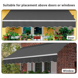 Yaheetech Dark Grey Manual Retractable Awning With Adjustable Angle And Height 300X250 Cm - thumbnail 8