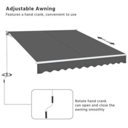 Yaheetech Dark Grey Manual Retractable Awning With Adjustable Angle And Height 300X250 Cm - thumbnail 4