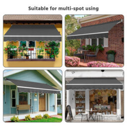 Yaheetech Dark Grey Manual Retractable Awning With Adjustable Angle And Height 300X250 Cm - thumbnail 9
