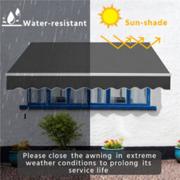Yaheetech Dark Grey Manual Retractable Awning With Adjustable Angle And Height 300X250 Cm - thumbnail 7