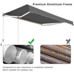Yaheetech Dark Grey Manual Retractable Awning With Adjustable Angle And Height 300X250 Cm - thumbnail 5