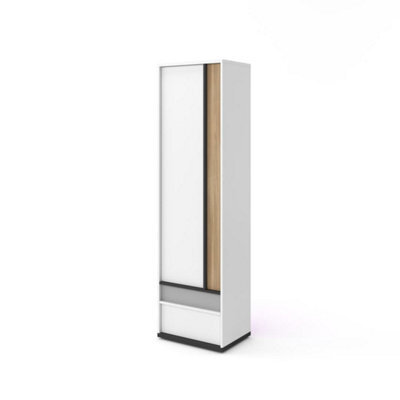 Arte Elegant Imola Hinged Door Wardrobe With Shelves And Drawers In White Matt - Spacious And Modern (H)1980mm (W)550mm (D)400mm - image 1