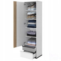 Arte Elegant Imola Hinged Door Wardrobe With Shelves And Drawers In White Matt - Spacious And Modern (H)1980mm (W)550mm (D)400mm - thumbnail 3