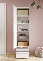 Arte Elegant Imola Hinged Door Wardrobe With Shelves And Drawers In White Matt - Spacious And Modern (H)1980mm (W)550mm (D)400mm - thumbnail 4
