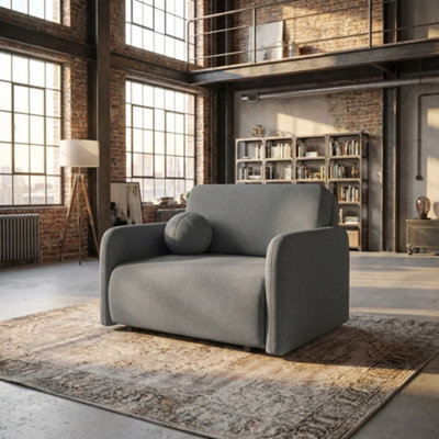 Viva Sun I Upholstered Chair Bed With Sleeping Function And Bedding Storage Chipboard Metal Legs 100X103X85Cm Dark Grey - image 1