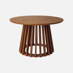 Sweeek - Set Of 2 Round Coffee Tables With Walnut Wood-Effect Top And Fir Wood Legs 40Cm And 60Cm - thumbnail 2