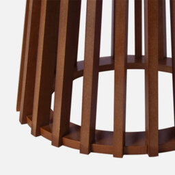 Sweeek - Set Of 2 Round Coffee Tables With Walnut Wood-Effect Top And Fir Wood Legs 40Cm And 60Cm - thumbnail 4
