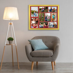AK Frames 20X16 Gold Sleek Multi Photo Frame With Crimson Mount - Holds 9 Apertures (2X) 7X5, (7X) 6X4 Photos - thumbnail 3