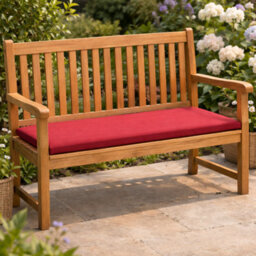 Nod Off 2 Seater Garden Bench Seat Pad 108X45X5Cm Water Resistant Foam Filled Cushion With Removable Zipped Cover - Red