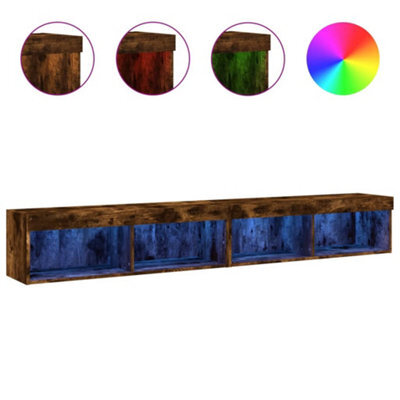 Berkfield Durable Tv Cabinets With Led Lights 2 Pcs Smoked Oak 100X30X30 Cm - image 1