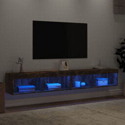Berkfield Durable Tv Cabinets With Led Lights 2 Pcs Smoked Oak 100X30X30 Cm - thumbnail 4