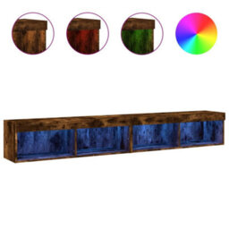 Berkfield Durable Tv Cabinets With Led Lights 2 Pcs Smoked Oak 100X30X30 Cm - thumbnail 1