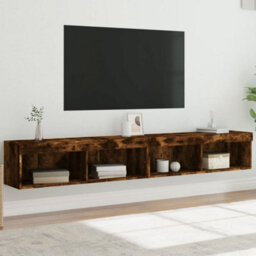 Berkfield Durable Tv Cabinets With Led Lights 2 Pcs Smoked Oak 100X30X30 Cm - thumbnail 2