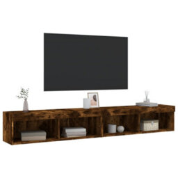 Berkfield Durable Tv Cabinets With Led Lights 2 Pcs Smoked Oak 100X30X30 Cm - thumbnail 6