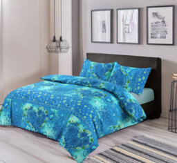 Duvet Cover And Pillowcase Set Love Heart Design Polycotton Bed Linen Teal